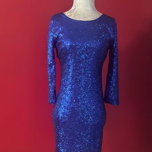 Crystal Doll Royal Blue Sequin Dress